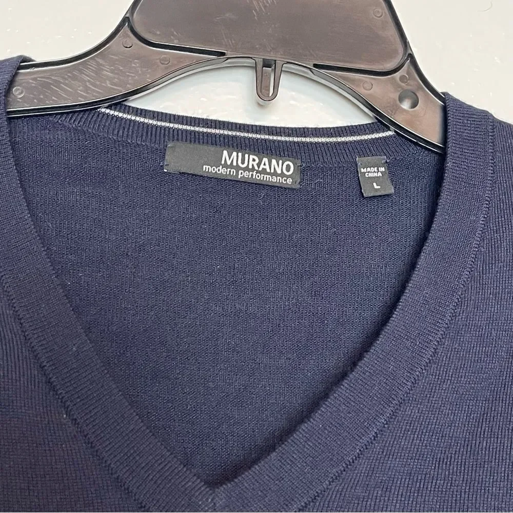 Navy Blue Lightweight Acrylic V Neck Sweater